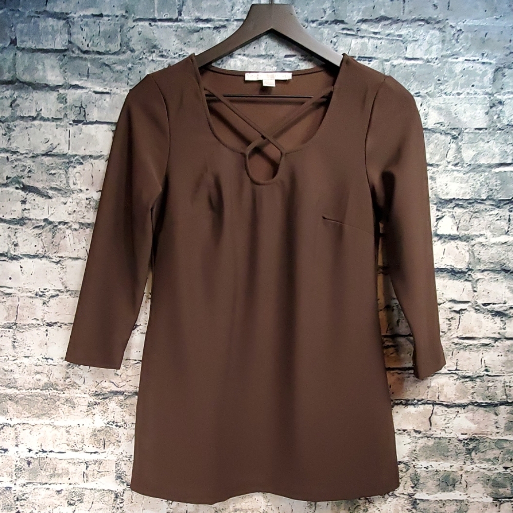 5/$30🎀Boston Proper | Brown Fit and Flare Career Wear Tunic Top